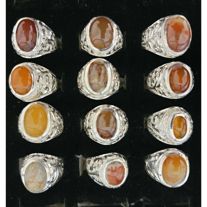 Close up shot of 12 rare agate stones