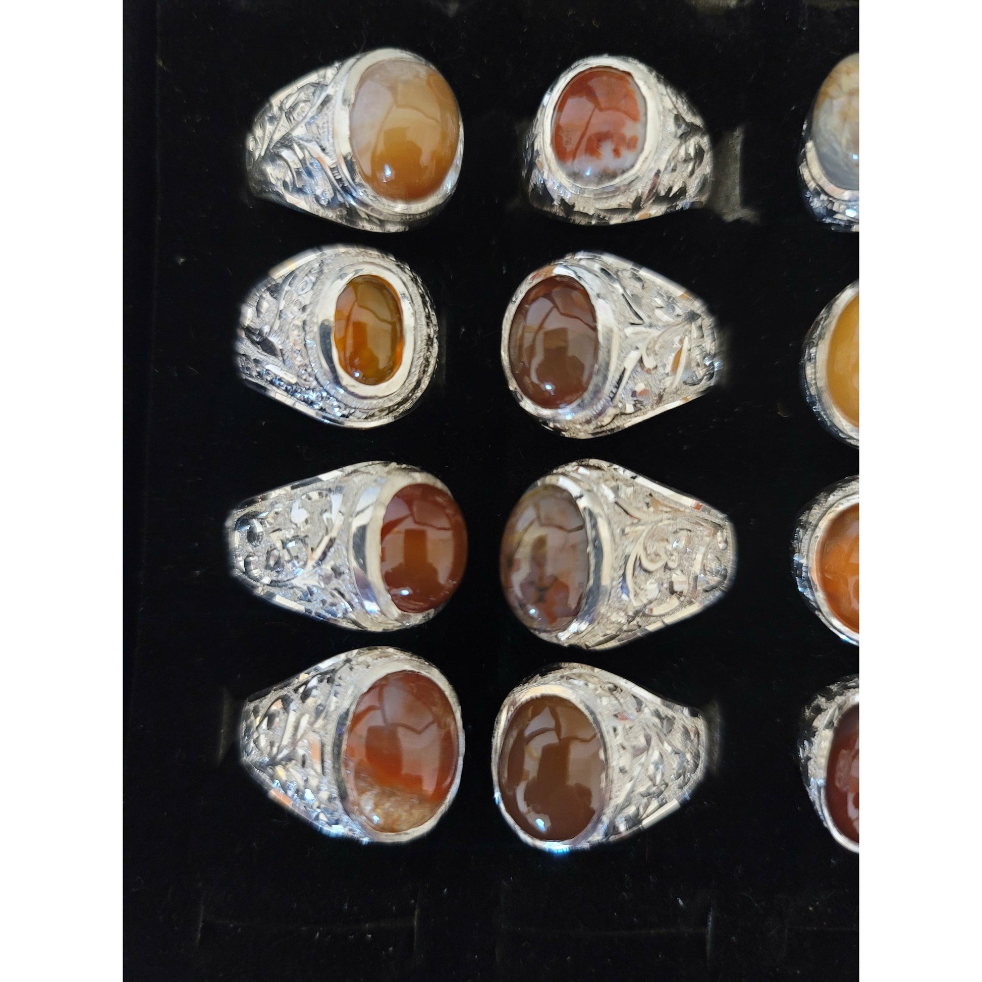 close up to stones on rings
